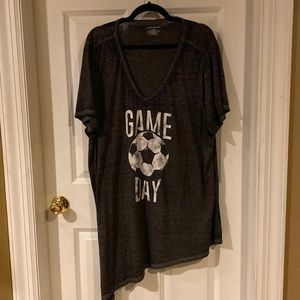 Gray “Game Day” soccer tee by Lane Bryant in size 22:24